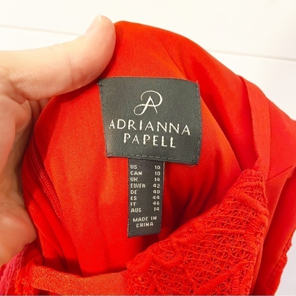 Adrianna Papell | Red Fit and Flare Lace Formal Dress Size 10 - Picture 3 of 12